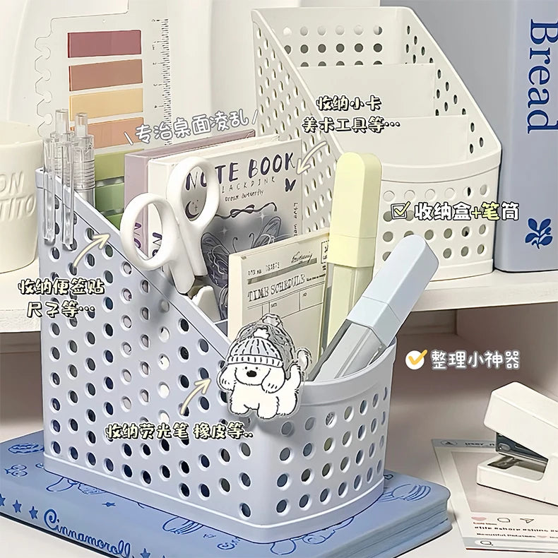 School Stationery Makeup Organizer Desktop Storage Box Container for Cosmetics Jewelry Stationery Plastic Organizer