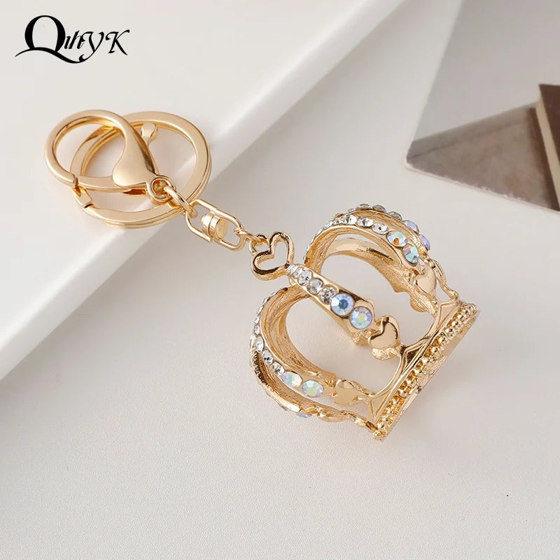Fashion Crystal Crown Enamel Crystal Metal Bag Pendant Key Holder Keyring Keychain For Car Jewelry Gift