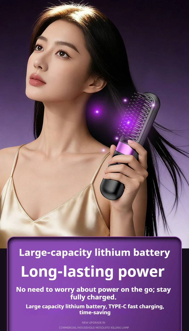 3-in-1 Hair Straightener Brush, Compact & Portable for Home and Travel, 4-Speed Fast Heating Styling Helper