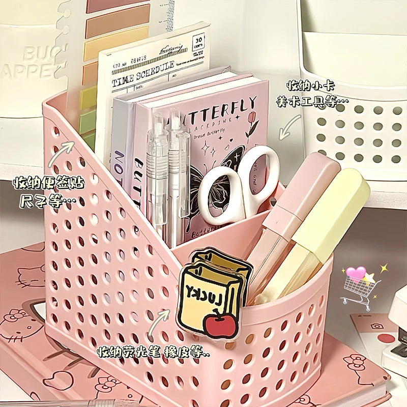 School Stationery Makeup Organizer Desktop Storage Box Container for Cosmetics Jewelry Stationery Plastic Organizer