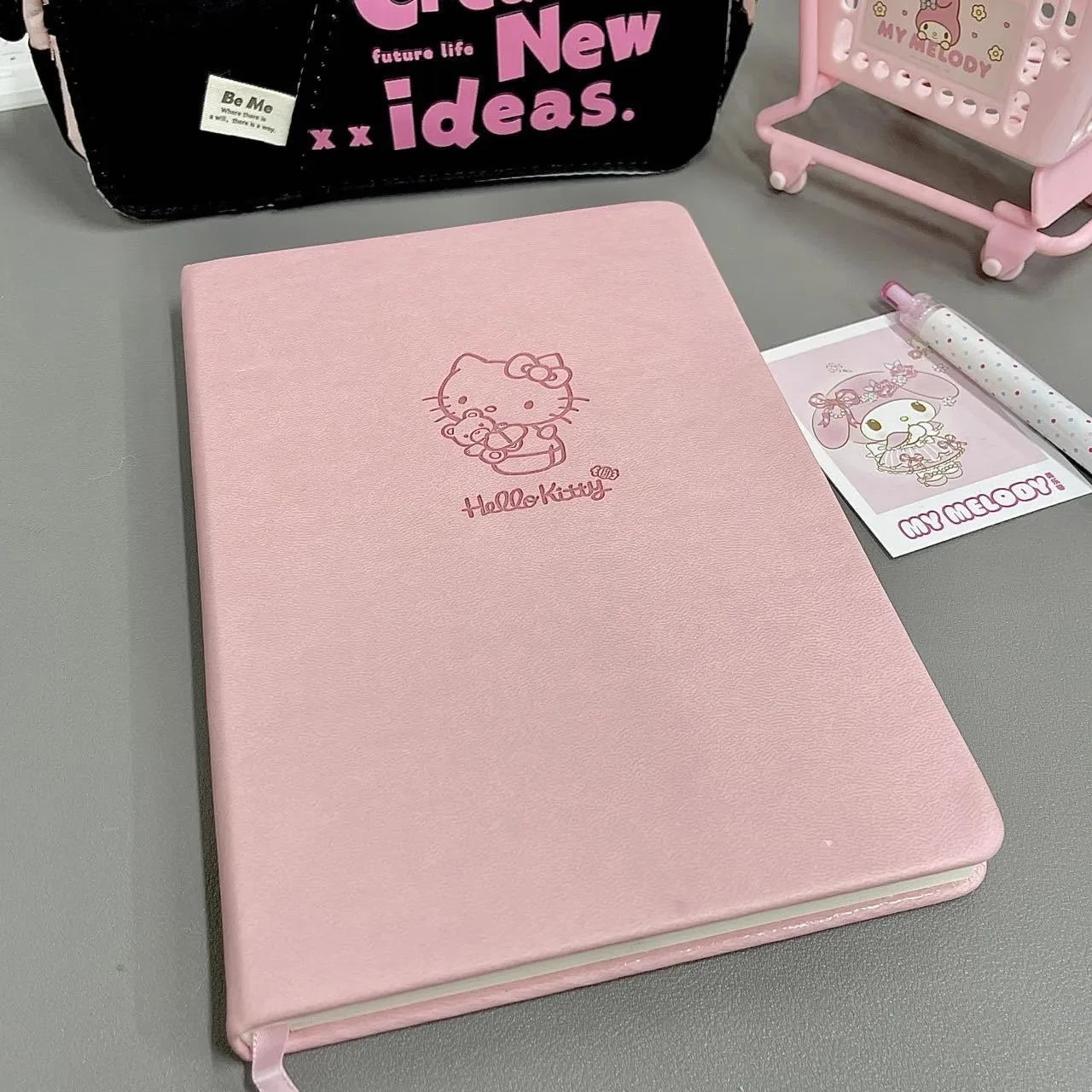 Sanrio Stationery Set 80 Pages Soft Leather Cover Cute Stationery School Supplies Planner Notebook
