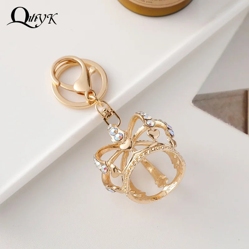 Fashion Crystal Crown Enamel Crystal Metal Bag Pendant Key Holder Keyring Keychain For Car Jewelry Gift