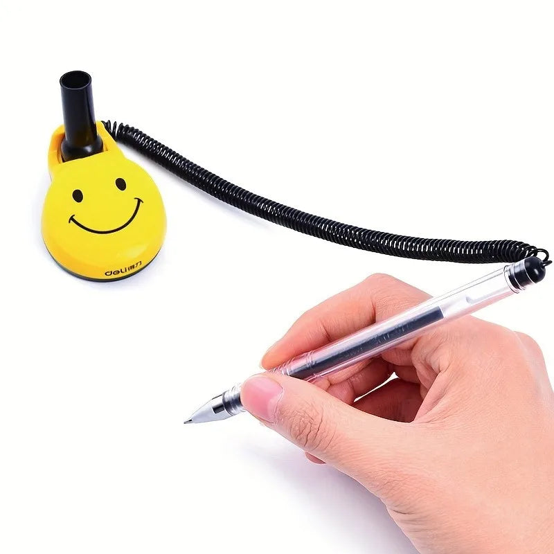 Powerful Desk Pens Fixed Signature Pens Cute Smile Service Counter Signature Pens Can Be Pasted Fixed Front Desk Pens Gel Pens