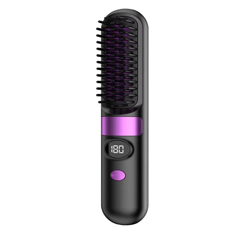 3-in-1 Hair Straightener Brush, Compact & Portable for Home and Travel, 4-Speed Fast Heating Styling Helper