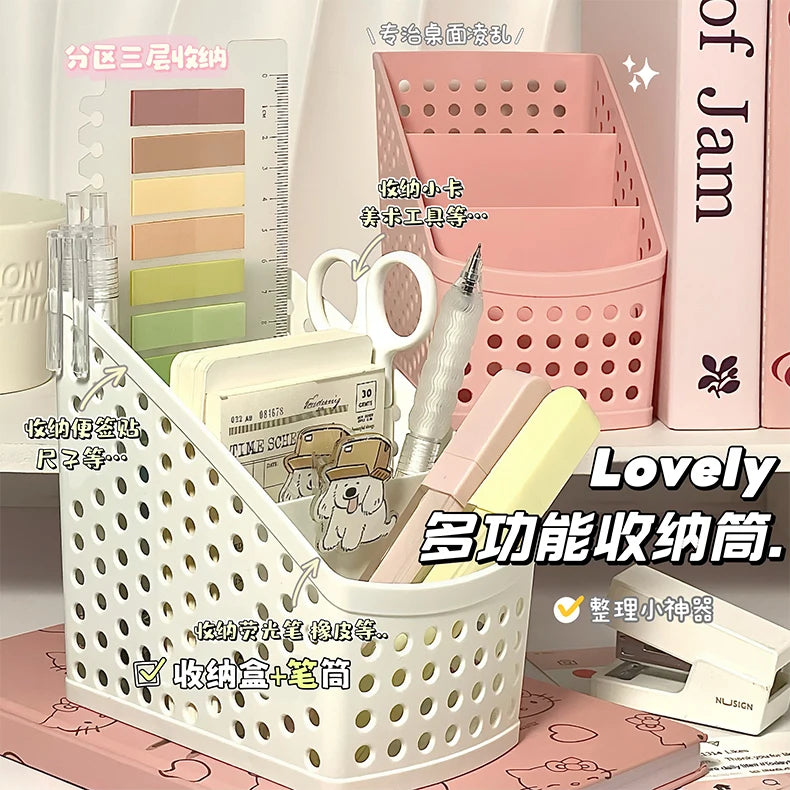 School Stationery Makeup Organizer Desktop Storage Box Container for Cosmetics Jewelry Stationery Plastic Organizer