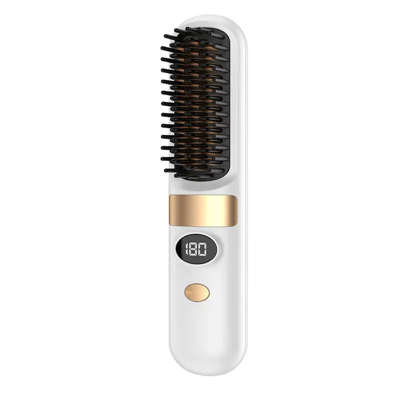 3-in-1 Hair Straightener Brush, Compact & Portable for Home and Travel, 4-Speed Fast Heating Styling Helper