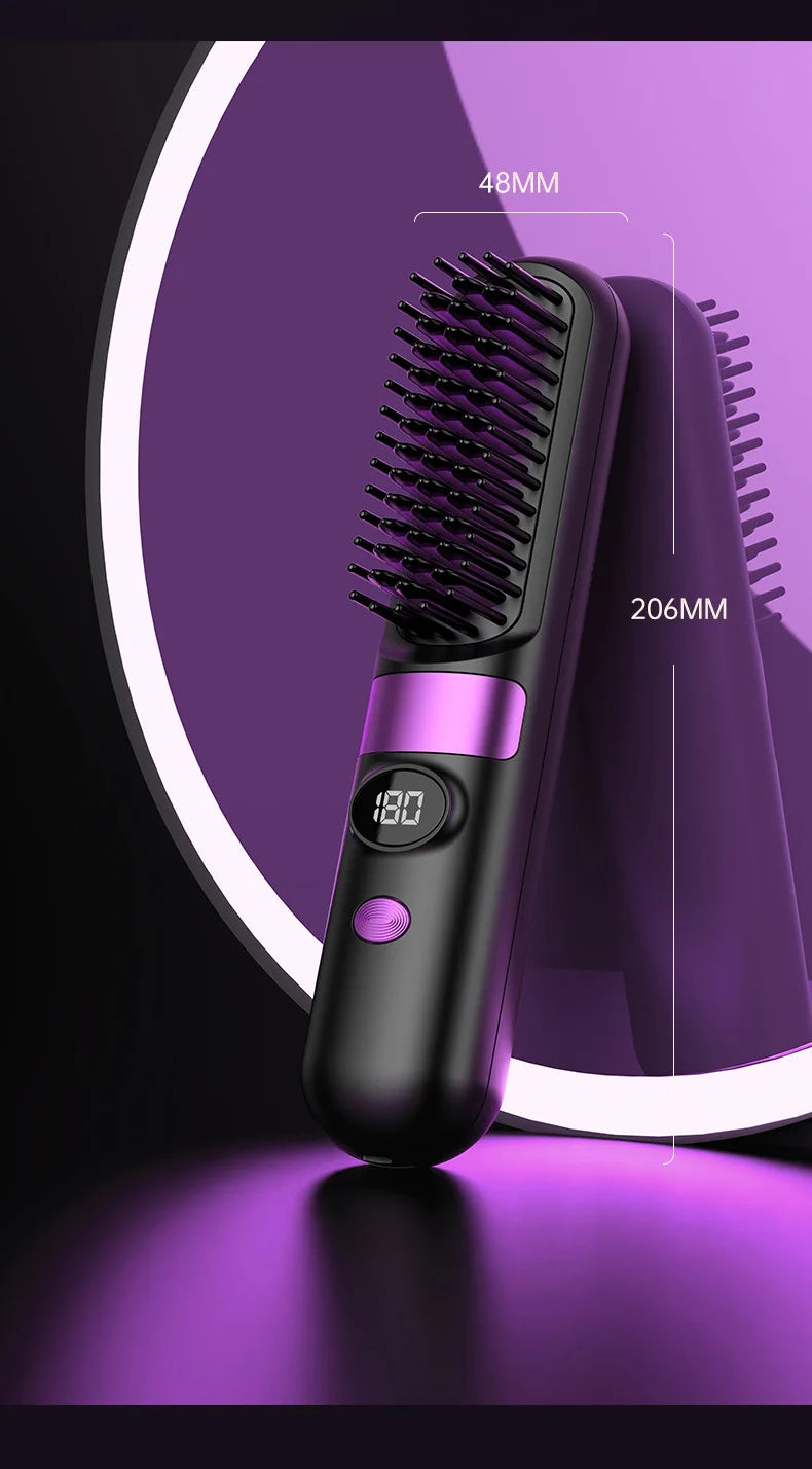 3-in-1 Hair Straightener Brush, Compact & Portable for Home and Travel, 4-Speed Fast Heating Styling Helper