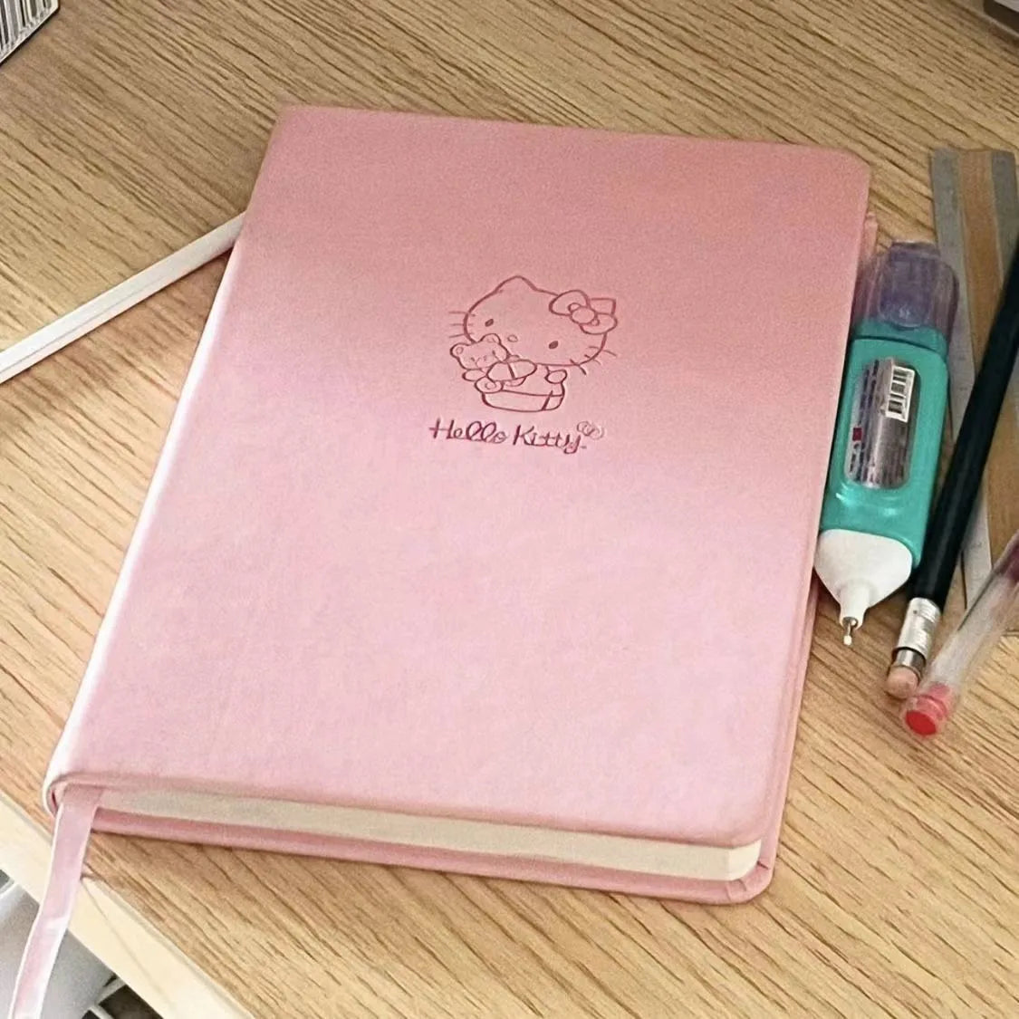 Sanrio Stationery Set 80 Pages Soft Leather Cover Cute Stationery School Supplies Planner Notebook