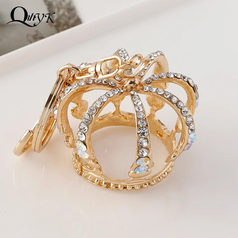 Fashion Crystal Crown Enamel Crystal Metal Bag Pendant Key Holder Keyring Keychain For Car Jewelry Gift