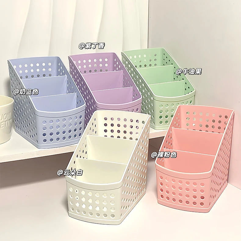 School Stationery Makeup Organizer Desktop Storage Box Container for Cosmetics Jewelry Stationery Plastic Organizer