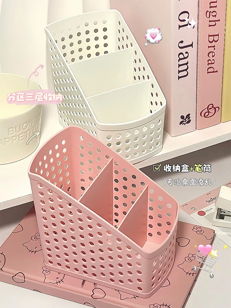 School Stationery Makeup Organizer Desktop Storage Box Container for Cosmetics Jewelry Stationery Plastic Organizer