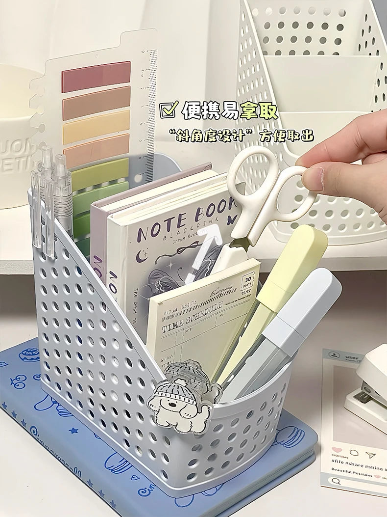 School Stationery Makeup Organizer Desktop Storage Box Container for Cosmetics Jewelry Stationery Plastic Organizer
