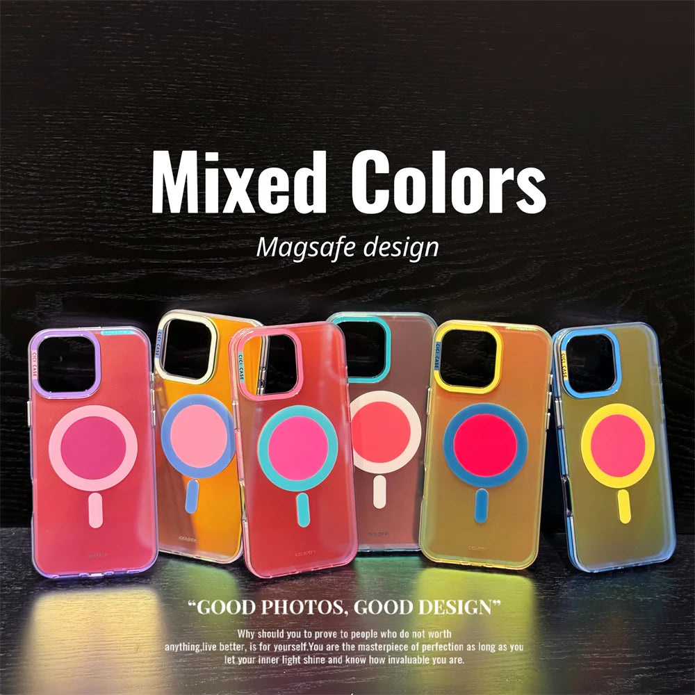 Luxury Fashion Matte Color Changing for Magsafe Phone Cases for iPhone 17 Air 16 15 Pro Max 14 13 Magnetic Wireless Charge Cover