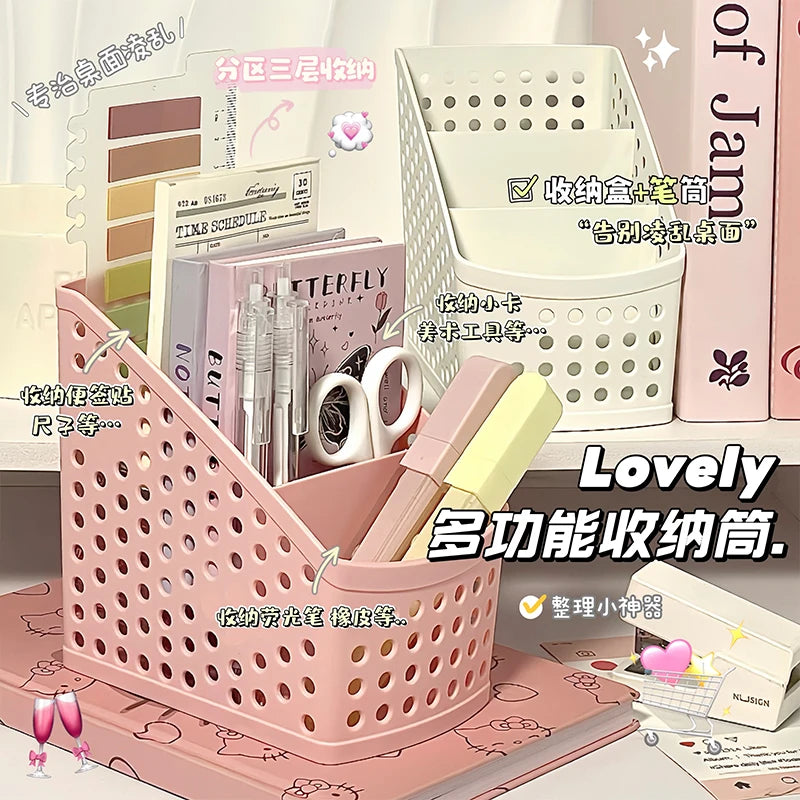 School Stationery Makeup Organizer Desktop Storage Box Container for Cosmetics Jewelry Stationery Plastic Organizer