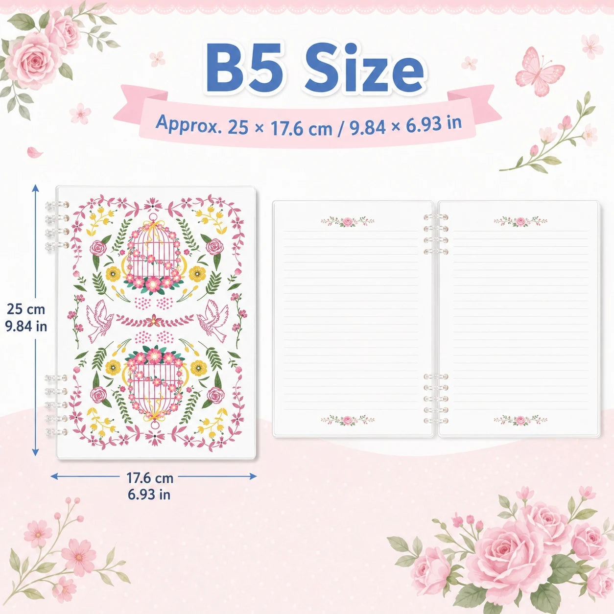 B5 Cute Notebook for Students, Lined Journal for School, College, Office Notes and Daily Writing