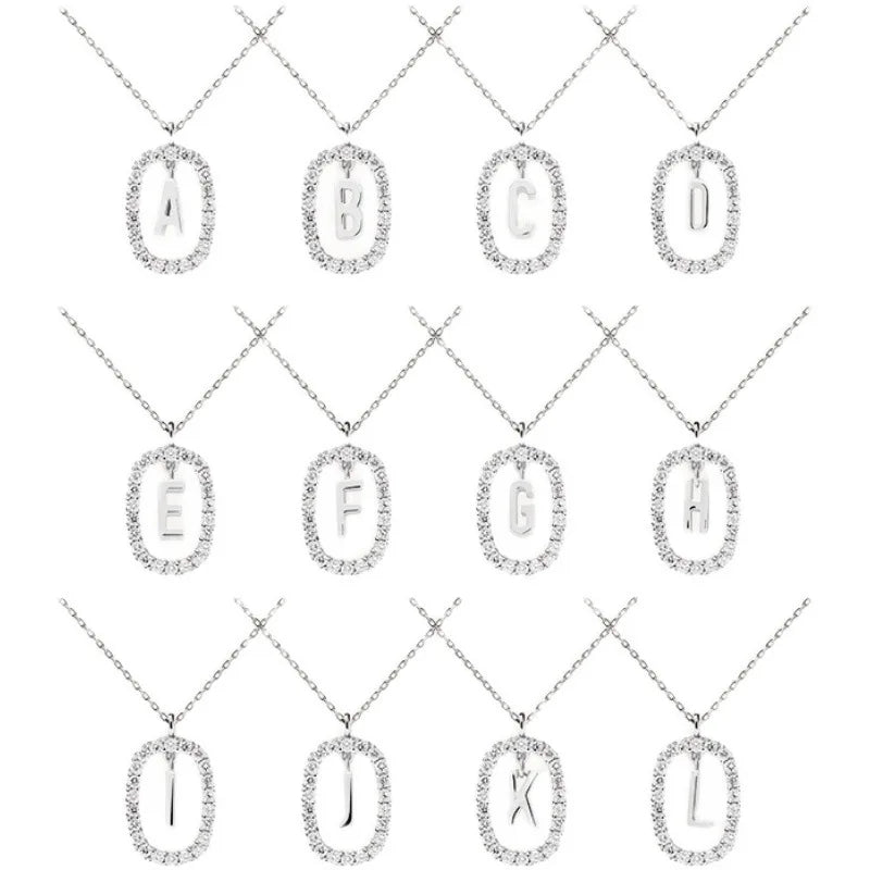 New 925 Sterling Silver Alphabet Necklace Charm High Quality First Name Initial Pendant Choker Birthday Gift Fine Jewelry