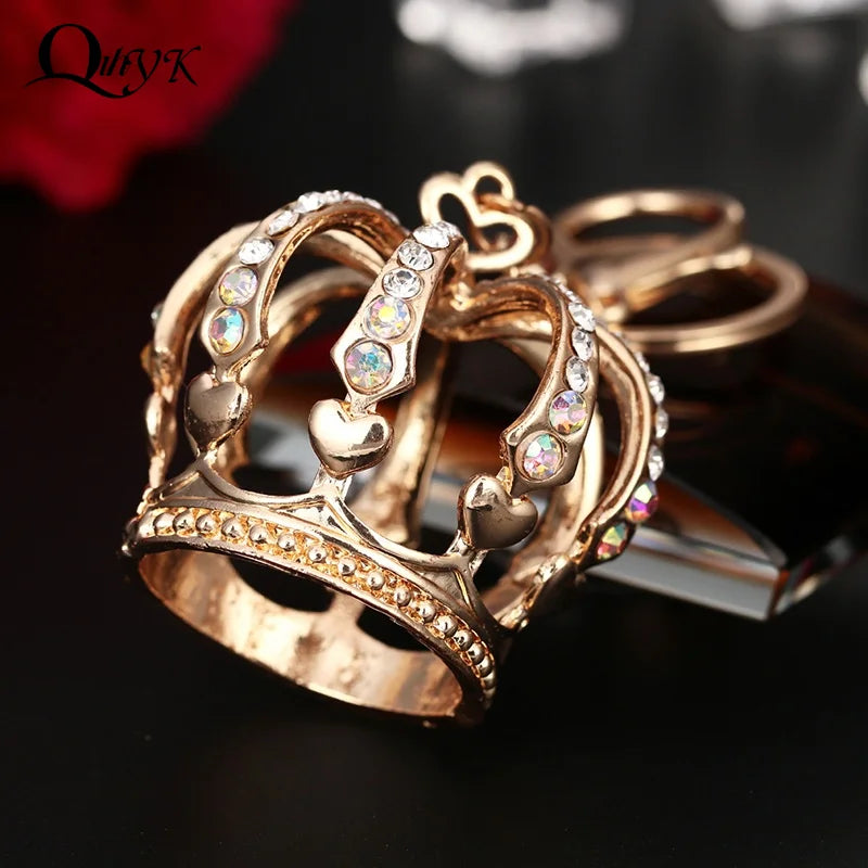Fashion Crystal Crown Enamel Crystal Metal Bag Pendant Key Holder Keyring Keychain For Car Jewelry Gift
