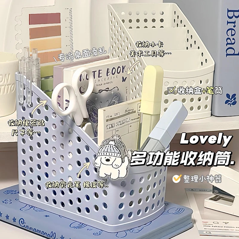 School Stationery Makeup Organizer Desktop Storage Box Container for Cosmetics Jewelry Stationery Plastic Organizer