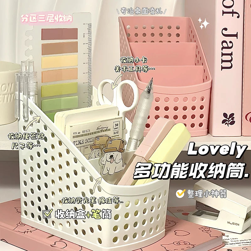 School Stationery Makeup Organizer Desktop Storage Box Container for Cosmetics Jewelry Stationery Plastic Organizer