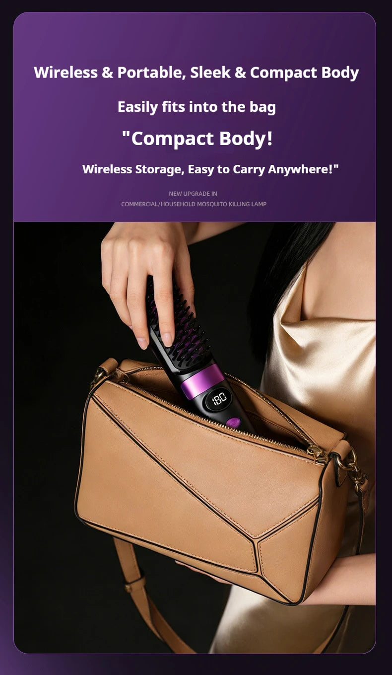 3-in-1 Hair Straightener Brush, Compact & Portable for Home and Travel, 4-Speed Fast Heating Styling Helper