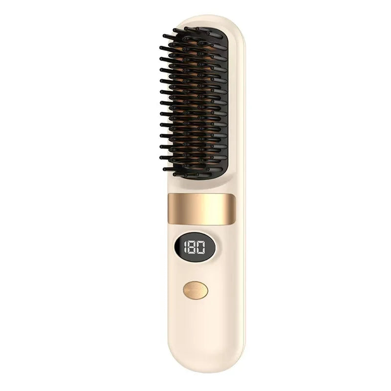 3-in-1 Hair Straightener Brush, Compact & Portable for Home and Travel, 4-Speed Fast Heating Styling Helper